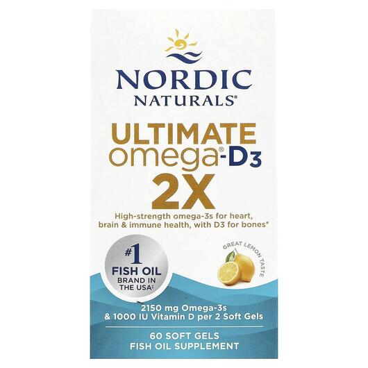 Основне фото товара Nordic Naturals, Ultimate Omega 2X, Омега 3, 60 капсул