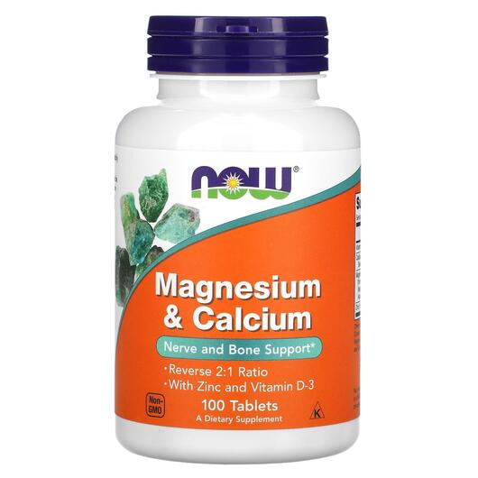 Основне фото товара NOW, Magnesium Calcium, Магній Кальцій 2:1 Цинк D3, 100 таблеток