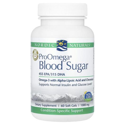 Основне фото товара Nordic Naturals, ProOmega Blood Sugar, Омега 3, 60 капсул