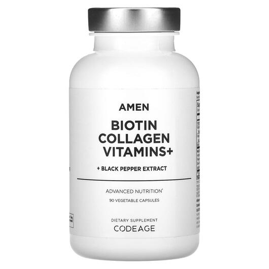 Основне фото товара Amen Biotin Collagen Vitamins+ Black, Вітамін B7 Біотин, 90 капсу