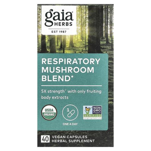 Основне фото товара Gaia Herbs, Respiratory Mushroom Blend, Гриб Рейши, 40 капсул