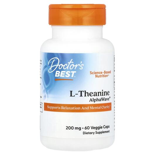 Основне фото товара Doctor's Best, L-Theanine AlphaWave 200 mg, L-Теанін, 60 кап