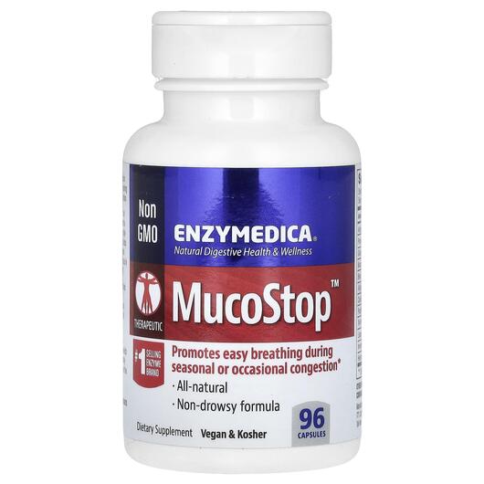Основне фото товара Enzymedica, MucoStop, Ферменти для дихання, 96 капсул