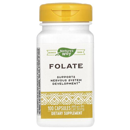 Основне фото товара Folic Acid 800 mcg, Фолієва кислота 800 мкг, 100 капсул