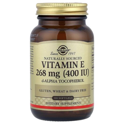 Основне фото товара Solgar, Vitamin E 400 IU, Вітамін E Токофероли, 100 капсул