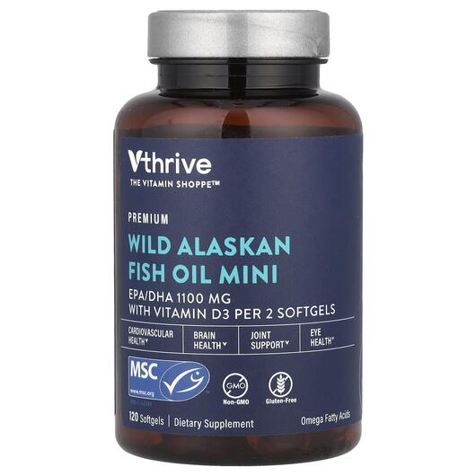 Основне фото товара Vthrive, Wild Alaskan Fish Oil Mini, Омега 3, 120 капсул