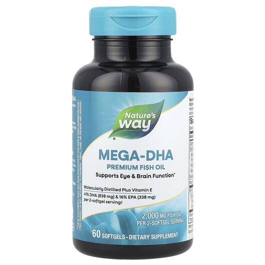 Основне фото товара Nature's Way, Mega-DHA, Мега DHA 1000 мг Efa Gold, 60 капсул