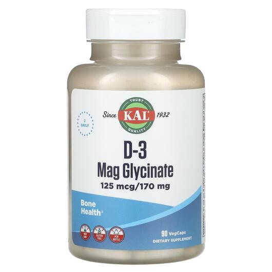 Основне фото товара KAL, D-3 Mag Glycinate, Магній D3, 90 капсул