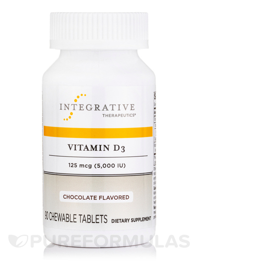 Основне фото товара Vitamin D3 5000 IU Chocolate, Вітамін D3 Холекальциферол, 90 табл