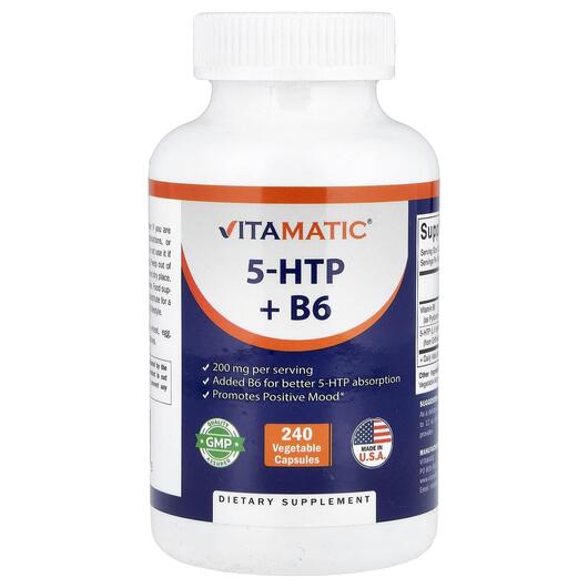 Основное фото товара Vitamatic, 5-гидрокситриптофан, 5-HTP + B6, 240 капсул