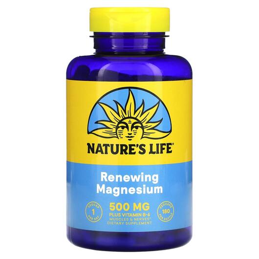 Основне фото товара Magnesium Plus Vitamin B-6 500 mg, Магній, 180 капсул