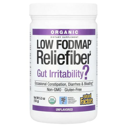 Основне фото товара Organic Low Fodmap Reliefiber Unflavored 5, Клітковина, 150 г