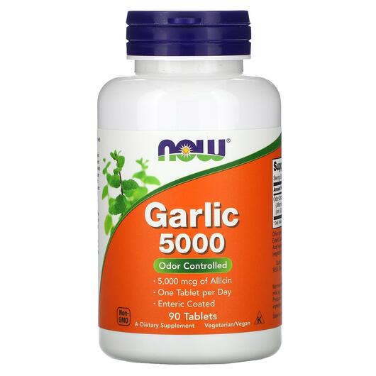 Основне фото товара NOW, Garlic 5000, Екстракт Часнику, 90 таблеток