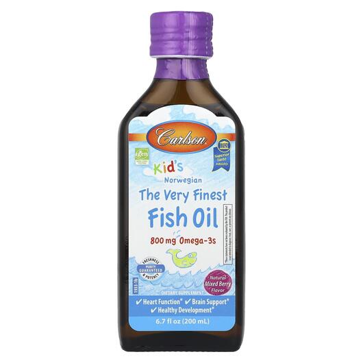 Основне фото товара Carlson, Fish Oil Mixed Berry, Риб'ячий жир Омега-3, 200 мл
