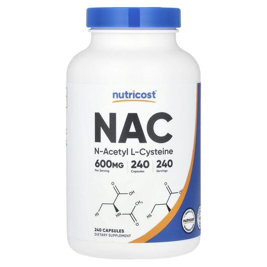 Основне фото товара Nutricost, NAC 600 mg, N-ацетилцистеїн, 240 капсул