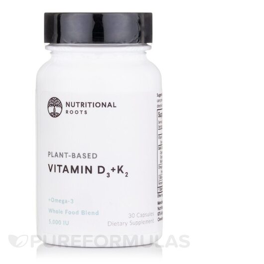 Основне фото товара Plant-Based Vitamin D3+K2, Вітамін D3 Холекальциферол, 30 капсул