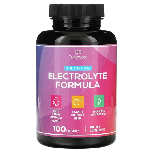 Основне фото товара Sunergetic, Premium Electrolyte Formula, Електроліти, 100 капсул