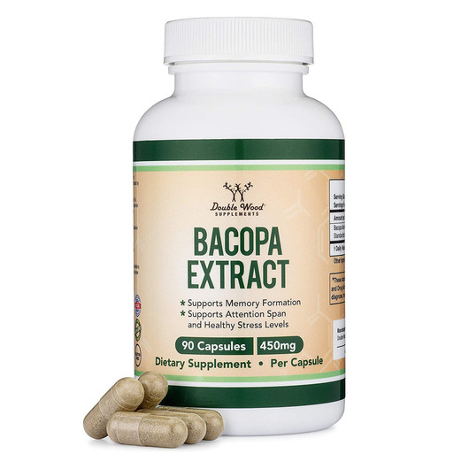 Основне фото товара Double Wood, Bacopa Extract 450 mg, Бакопа 450 мг, 90 капсул