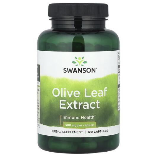 Основне фото товара Swanson, Olive Leaf Extract 500 mg, Оливкове листя, 120 капсул