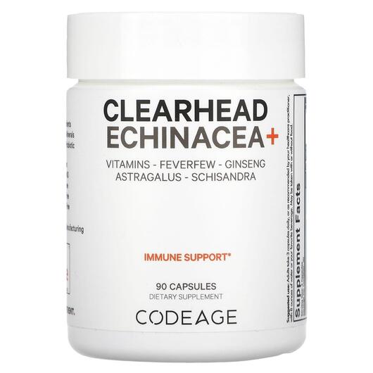 Основне фото товара Clearhead Echinacea+ Vitamins Feverfew Ginseng, Ехінацея, 90 капс