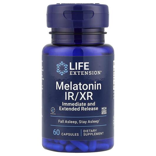 Основне фото товара Life Extension, Melatonin IR/XR, Мелатонін, 60 капсул