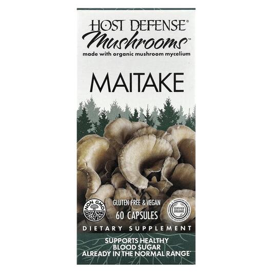 Основне фото товара Host Defense Mushrooms, Maitake, Гриби Майтаке, 60 капсул