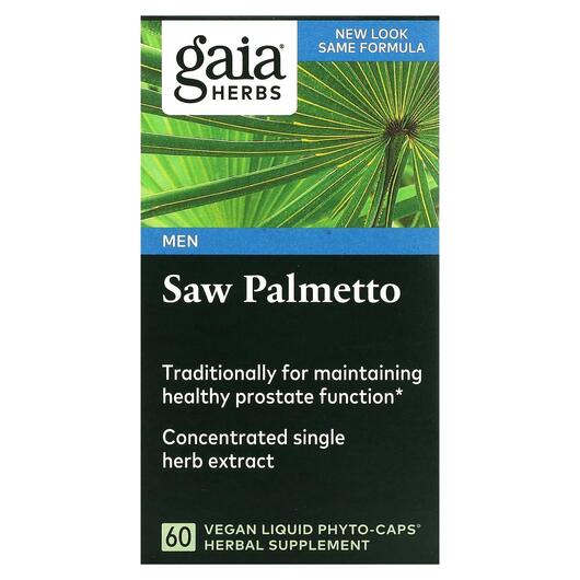 Основне фото товара Gaia Herbs, Saw Palmetto for Men, Екстракт Пальметто, 60 капсул