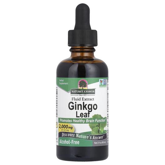 Основне фото товара Nature's Answer, Ginkgo Alcohol-Free 500 mg, Трави, 60 мл