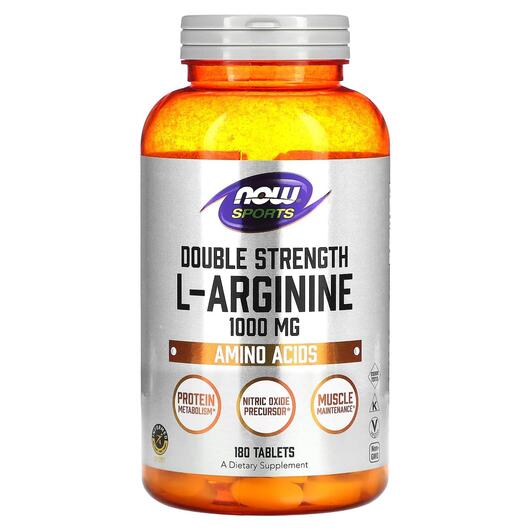 Основне фото товара Sports Double Strength L-Arginine 1000 mg, L-Аргінін, 180 таблето