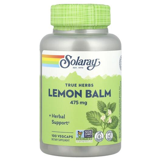 Основне фото товара Solaray, Lemon Balm 475 mg, Меліса 475 мг, 100 капсул