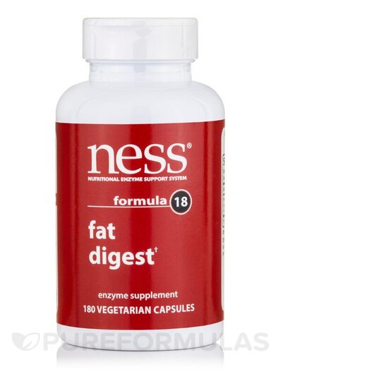 Основне фото товара Ness Enzymes, Fat Digest Formula 18, Ферменти, 180 капсул