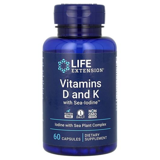 Основне фото товара Vitamins D and K with Sea-Iodine, D&K з морським йодом, 60 ка