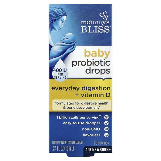 Основне фото товара Mommy's Bliss, Probiotic Drops + Vitamin D, Пробіотики, 10 м