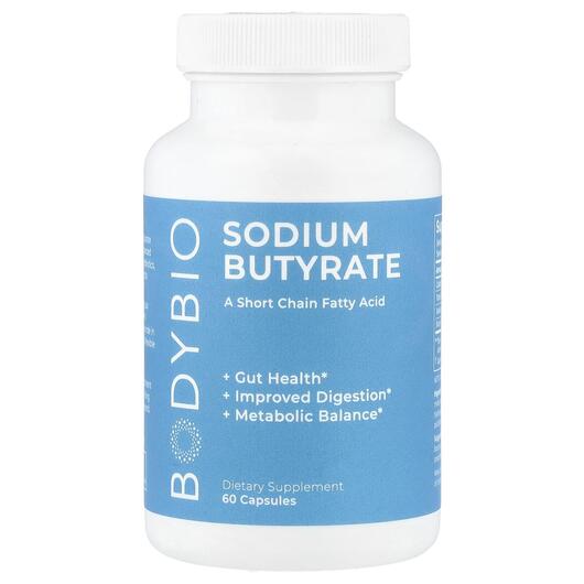 Основне фото товара BodyBio, Sodium Butyrate, Бутірат Натрію, 60 капсул