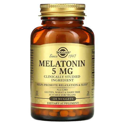Основне фото товара Solgar, Melatonin 5 mg, Мелатонін 5 мг, 120 нагетсів