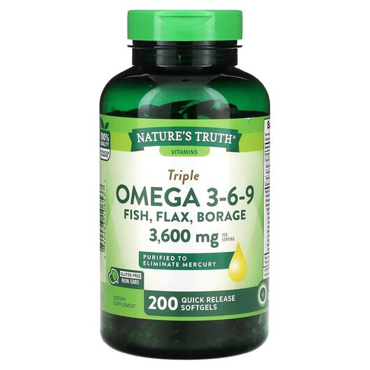 Основне фото товара Vitamins Triple Omega 3-6-9 Fish Flax Borage, Омега 3 6 9, 200 ка