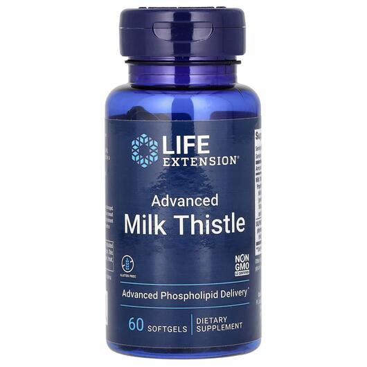 Основне фото товара Life Extension, Advanced Milk Thistle, Розторопша, 60 капсул