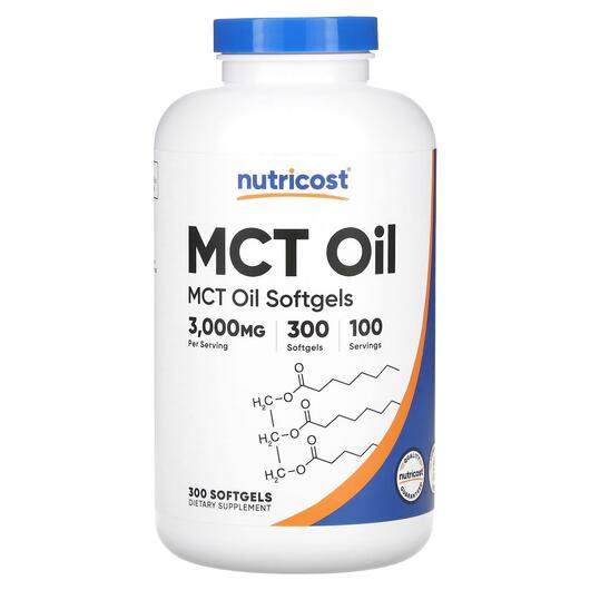 Основне фото товара Nutricost, MCT Oil 3000 mg, МСТ Тригліцериди, 300 капсул
