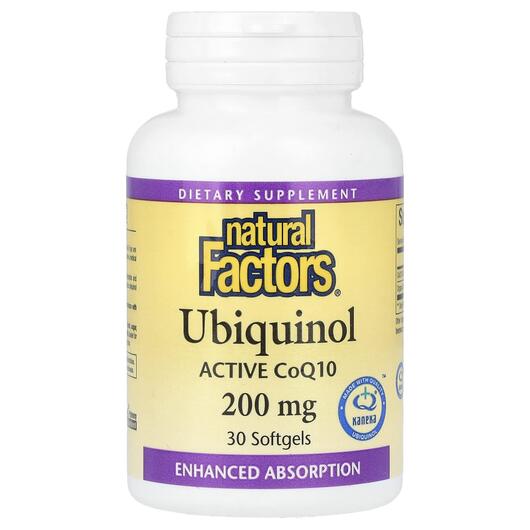 Основне фото товара Natural Factors, Ubiquinol 200 mg, Убіхінол, 30 капсул