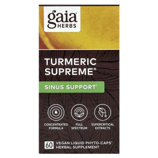 Основне фото товара Gaia Herbs, Turmeric Supreme Sinus Support, Куркумін, 60 капсул