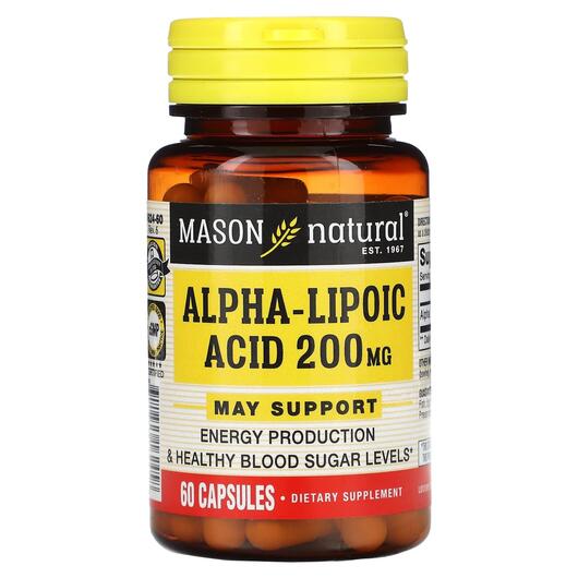 Основне фото товара Mason, Alpha-Lipoic Acid 200 mg, Альфа-ліпоєва, 60 капсул