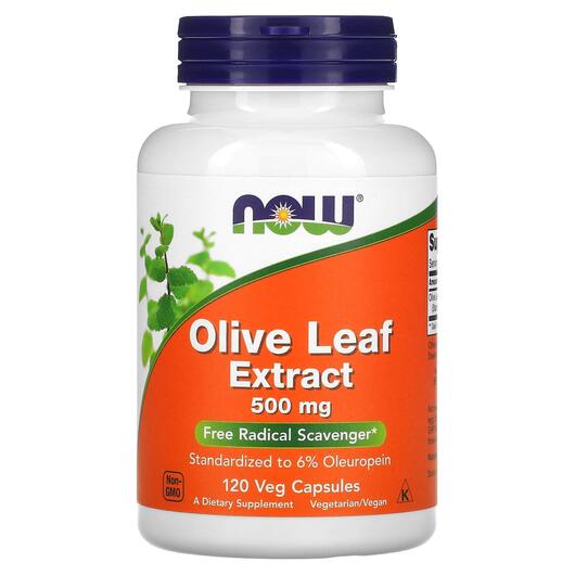 Основне фото товара NOW, Olive Leaf, Оливкове листя 500 мг, 100 капсул