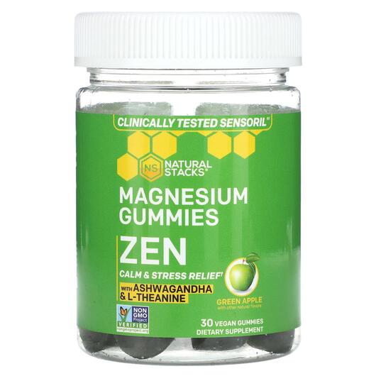 Основне фото товара Magnesium Gummies Zen Green Apple, Магній, 30 таблеток