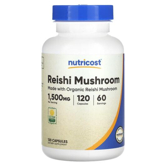 Основне фото товара Nutricost, Reishi Mushroom 750 mg, Гриби Рейші, 120 капсул