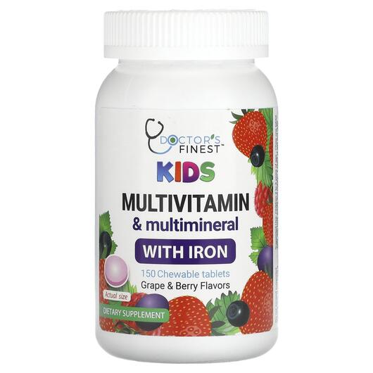 Основне фото товара Kids Multivitamin & Multimineral with Iron Grape, Залізо, 150