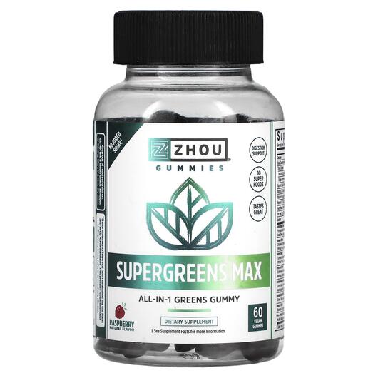 Основне фото товара Zhou Nutrition, Supergreens Max Raspberry, Суперфуд, 60 таблеток