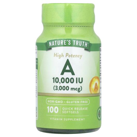 Основне фото товара Vitamin A High Potency 3000 mcg, Вітамін А, 100 капсул