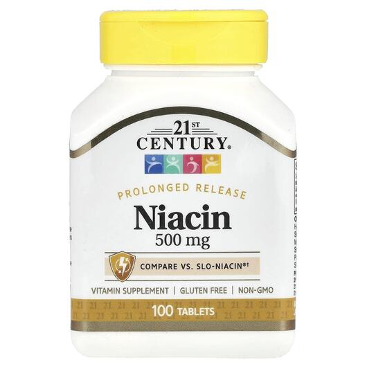 Основне фото товара Niacin Prolonged Release 500 mg, Ніацин 500 мг, 100 таблеток