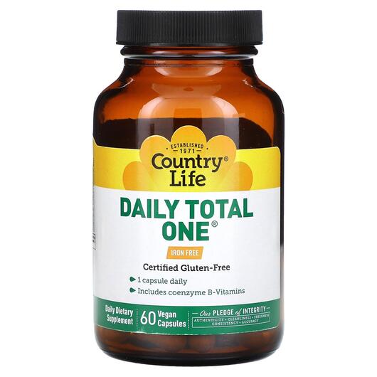 Основне фото товара Country Life, Daily Total One Iron-Free, Залізо, 60 капсул