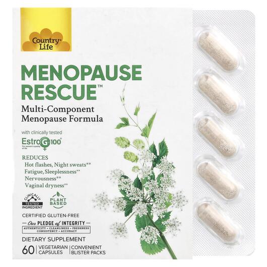 Основне фото товара Country Life, Menopause Rescue, Підтримка менопаузи, 60 капсул